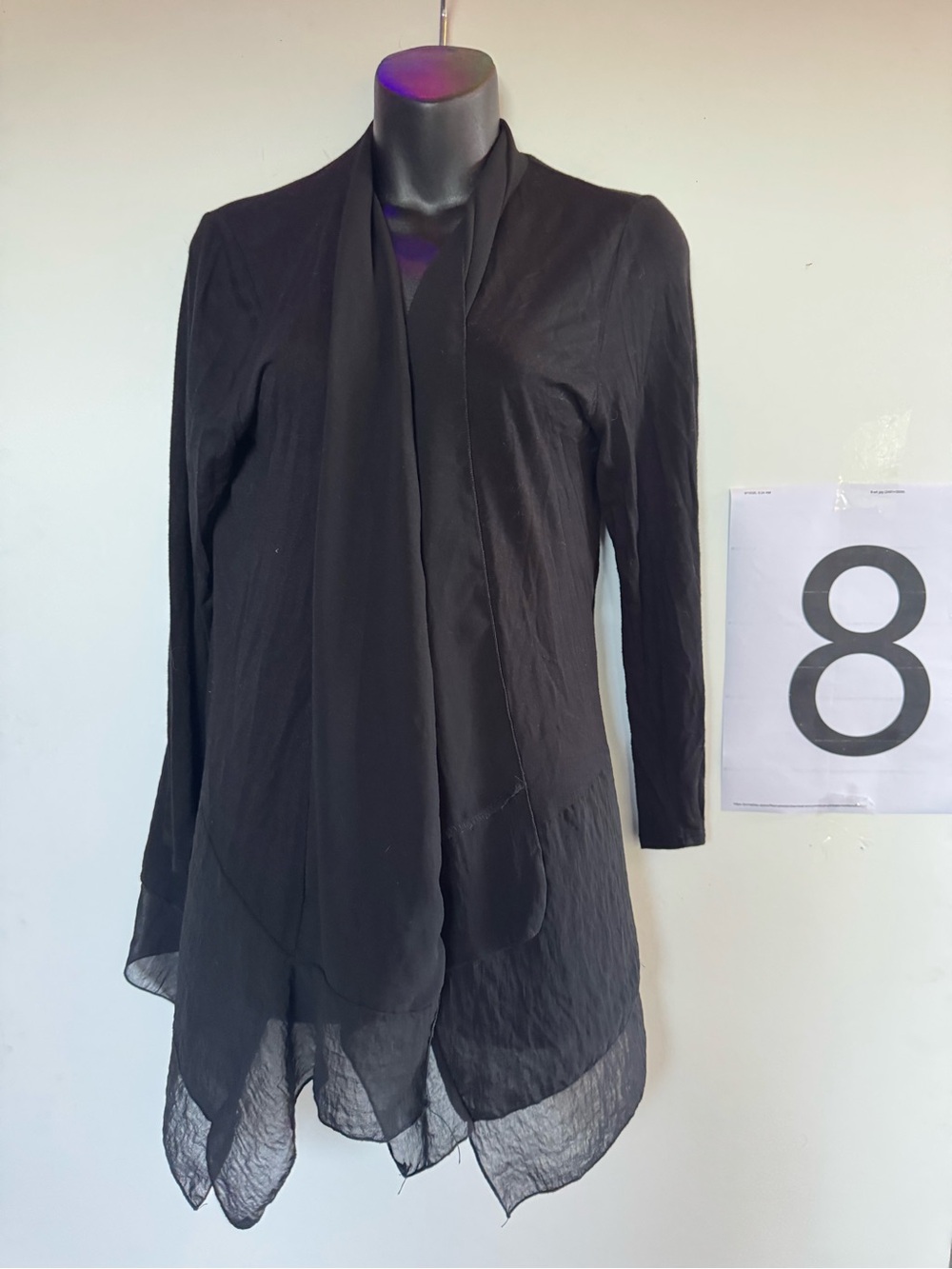 Black Lightweight Draped Open Front Jacket - Women